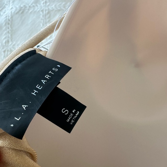 LA hearts Pac Sun Gold One Piece Swim Suit Sz S  V Front Back Corset Detail New - Picture 3 of 3